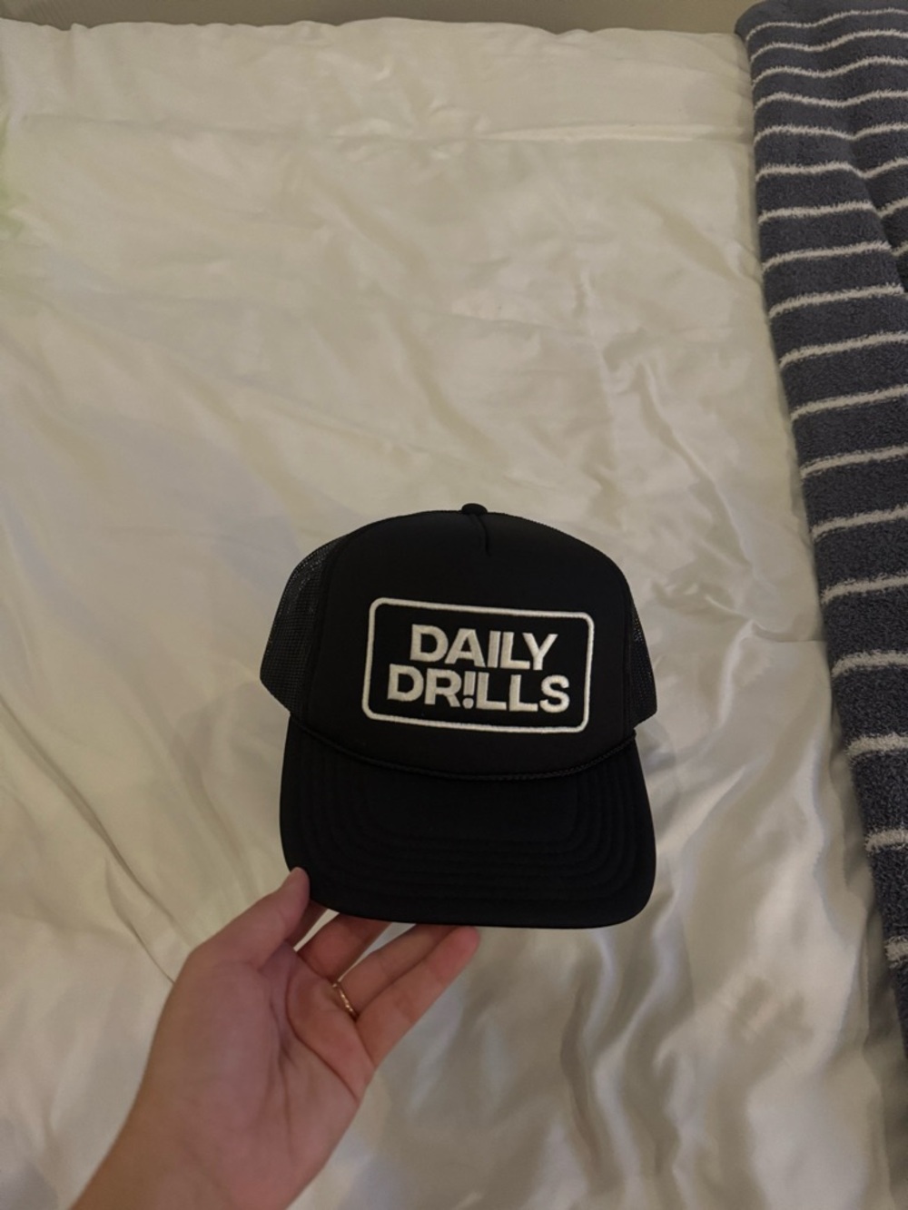 Daily Drills Black Hat with White Patch